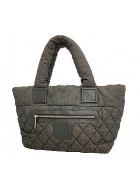 Chanel Tote Coco Cocoon Denim Black Silver